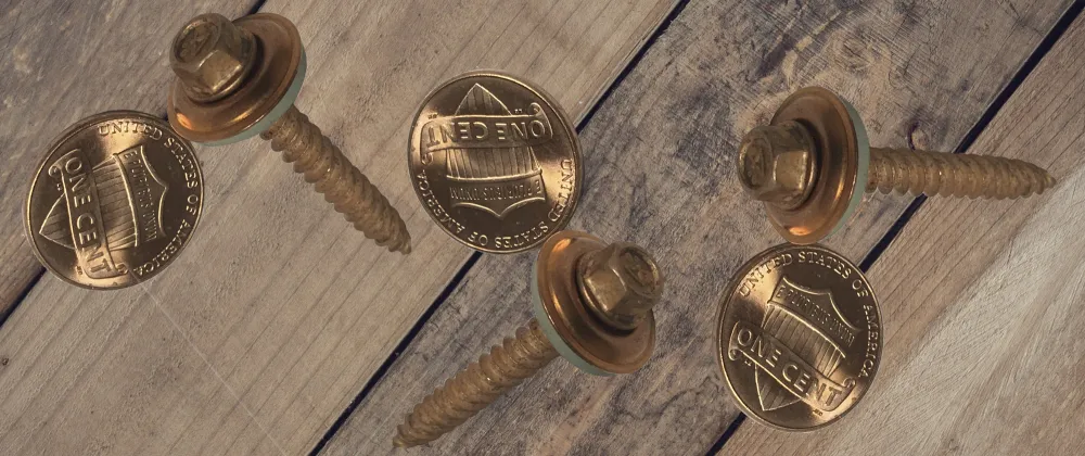 copper screws with pennies