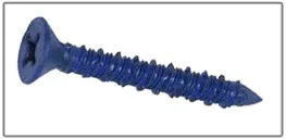 Blue flat head Phillips concrete screw